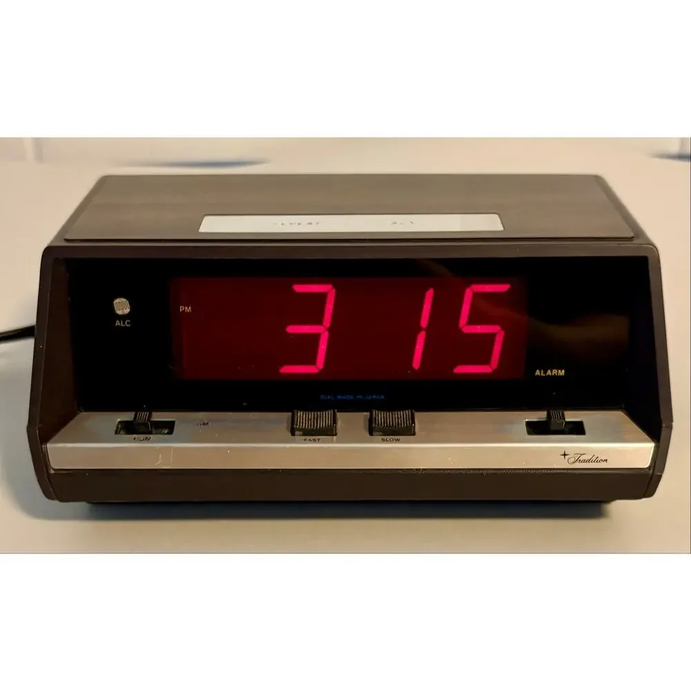 Vintage 1970s Sears Tradition 47198 Red LED Digital Alarm Clock - WORKS